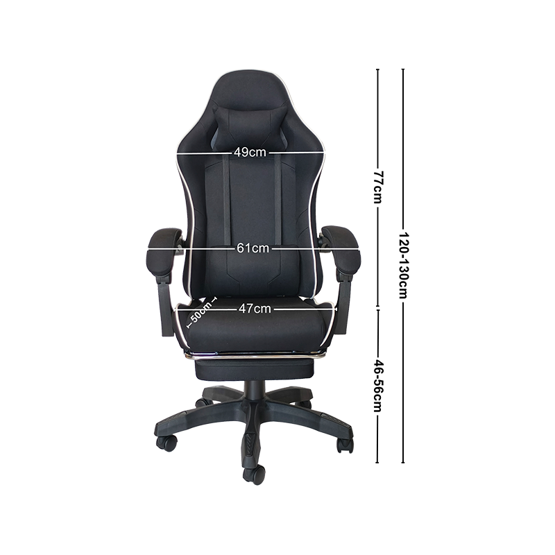 Chaise de jeu régulière noire réglable en hauteur avec design à rouleaux