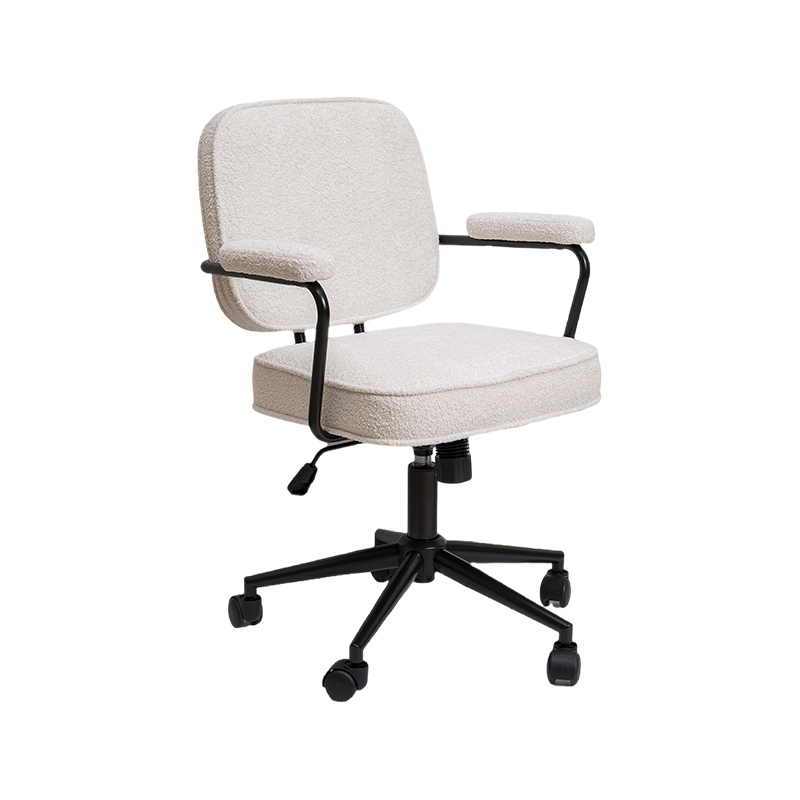 Chaise de bureau réglable en tissu blanc avec tige à gaz, simple et élégante