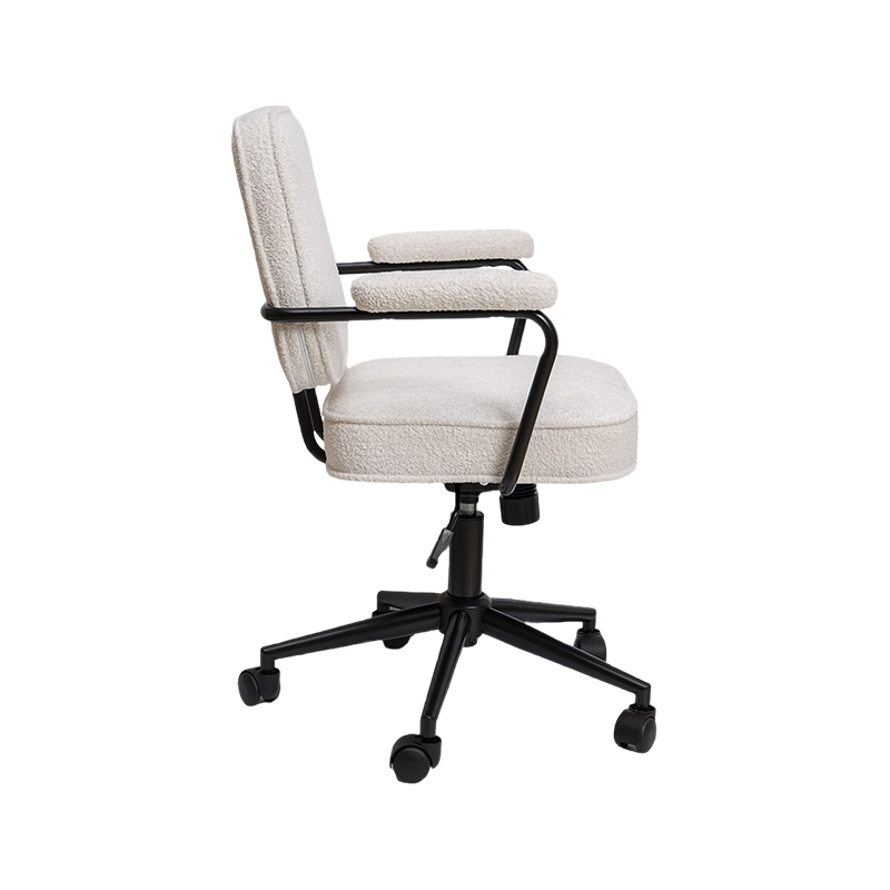 Chaise de bureau réglable en tissu blanc avec tige à gaz, simple et élégante