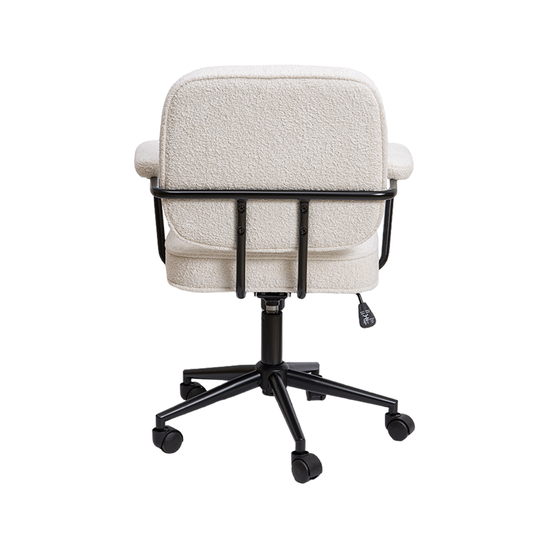 Chaise de bureau réglable en tissu blanc avec tige à gaz, simple et élégante