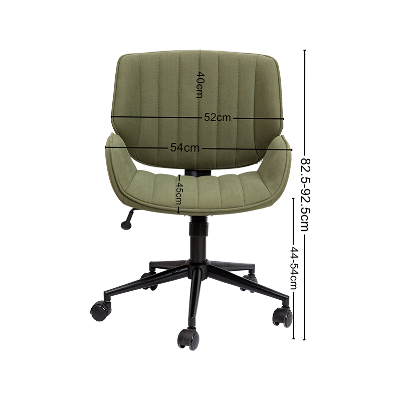 Chaise de bureau en tissu vert doux et respirant