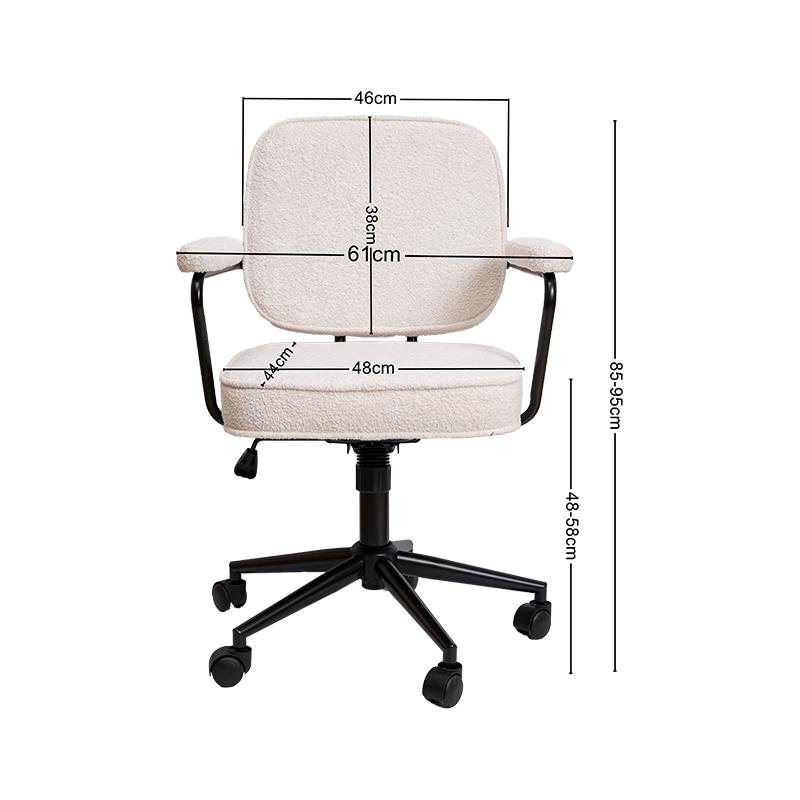 Chaise de bureau réglable en tissu blanc avec tige à gaz, simple et élégante