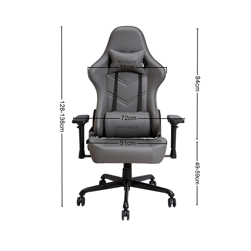 Chaise de jeu de luxe haut de gamme à accoudoirs réglables gris