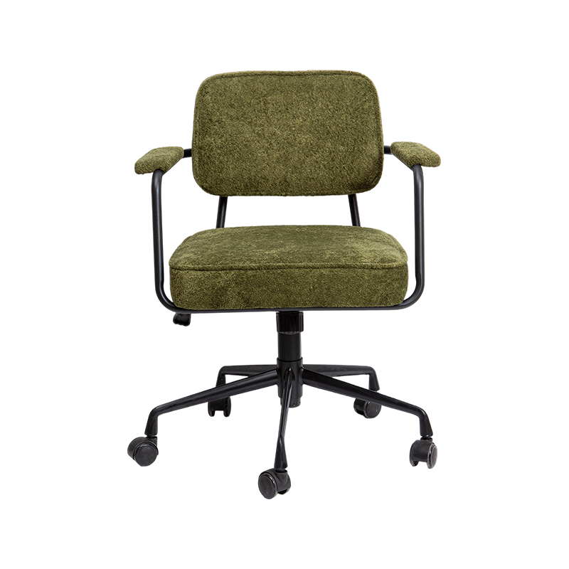 Chaise de bureau en tissu à cadre noir stable de style vert olive
